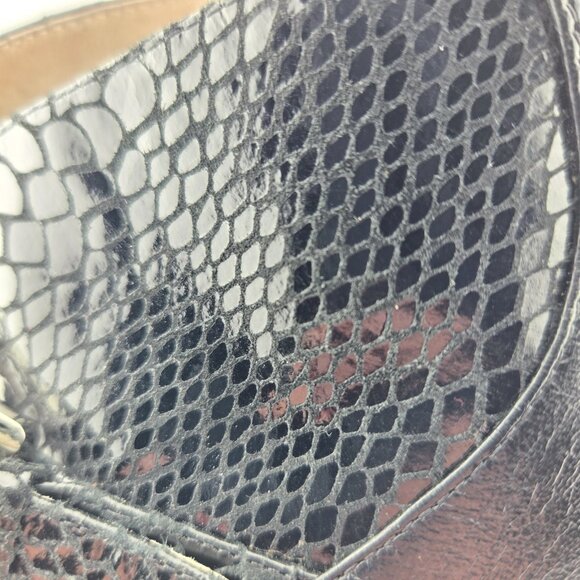 Michael Kors Embossed Leather Buckled Peep Toe Platform Booties – Size 8.5M - Picture 6 of 12